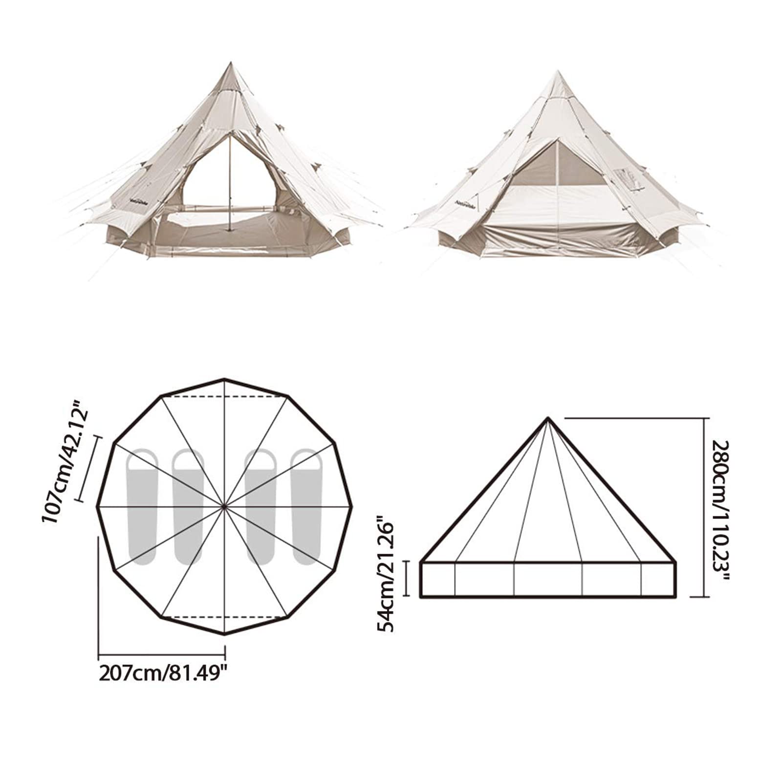 Naturehike Brighten 12.3 cotton pyramid tent golden : Amazon.ae